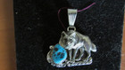 New Native American Wolf Pendant W turq   Sterling Silver By R b 