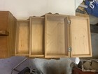 Vtg Brown Wooden Accordion 3 Tier Fold Out Sewing Box Basket  Made In Romania