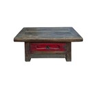 Chinese Vintage Rustic Wood Brown Drawer Low Kang Table Display Stand Jk241