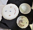 3pcs Vtg Floral Porcelain Naaman Honey Jar Jam W Lid   Underplate -a3