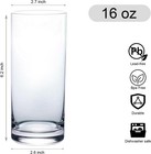 Drinking Glasses Set Of 6  16oz Crystal Highball Glasses  Clear Tall Glass Cups 