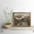 Vintage Country Painting - Rustic European Village Print  Framed Canvas Prints W