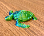 3d Printed Articulated Sea Turtle Collectible With Gradient Blue   Green Colors