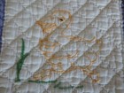 Vtg  Child s Embroidered Cotton Doll Quilt Or Table Topper - 17  X 17 