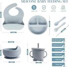 12 Pcs Silicone Baby Feeding Set Baby Utensils Baby Supplies  pink blue 