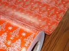 Vintage Christmas Store Wrapping Paper Gift Wrap Gold Red Trees 2 Yards 1960 s
