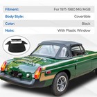 Fits 1971-1979 1980 Mg Mgb W  3pcs Plastic Windows Soft Top Convertible Black