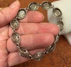 Vintage Sterling Silver Filigree Bracelet With Oval Blue Stone Cabochons