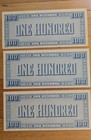  3  1862 Confederate  States Of America 100 Dollar Currency Bank Note Facsimile
