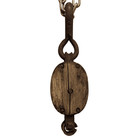 16-inch Wooden Pulley With Hook - Rustic Nautical Dcor