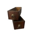 Lot Of 2 Antique Vintage Sewing Machine Brown Wood Drawers Rounded Edges