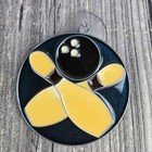Vintage Suncatcher Bowling Ball W pins Blue And Cream Color Black Bowling Ball
