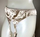 Vtg Glossy Gold Bronze Satin Ribboned Garter Belt Trolley Garters W Ribbons L