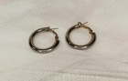 Vintage Hoops Medium Sized Chunky Gold-tone Metal Pierced Classy Used Jewelry