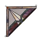 Stained Glass Mission Style Corner Window Panel 8  X 8  Handcrafted Art Glass