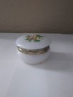 Vintage Alabaster Small Floral Hinged Trinket Box