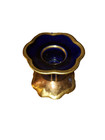 Vtg Alka Kunst Echt Cobalt Porcelain Cobalt Blue   Heavy 22k Gold Candle Holder