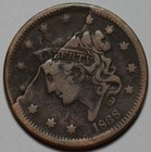 1838 Coronet Head Large Cent - Broken Planchet Error - Us 1c Copper Coin