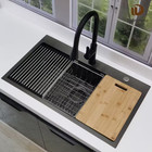 33 X 19 Black Drop In Kitchen Sink Workstation-16-gauge Stainless Steel Top Moun