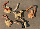 Vtg Lot Of 5 Celluloid Cracker Jack Toy Charm Premium-dogs-chicks-mouse-mermaid