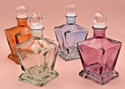 Decorative Lustrous Square Glass Bottles With Stopper  New  5 5in X 2 25in  Cute