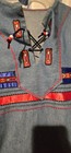  Cherokee Hand Crafted Men s Ribbon Shirt Size Lg  Powwow Regalia Denim And Emb 