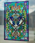 15  X 10  Vintage Tiffany Style Stained Glass Window Hanging Suncatcher Panel