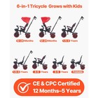 Uimoso 6-in-1 Toddler Tricycle With Push Handle For Kids Aged 1-5  Red black