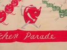 Vintage Cotton Kitchen Parade Dish Towel small Tablecloth 26  X 32  - Small Hole