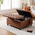 Classic Button Tufted Storage Ottoman Faux Leather Bench Seat Stool Coffee Table