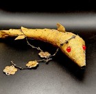 Brass Articulated Fish With Red Eyes  Rare Vintage 13    Long Wow Look Etched F s