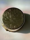 Vintage Italy Round Micro Mosaic Murano Tile Design Pill Box Trinket Gold Beauty