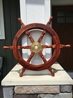Antique Nautical 24 inch Wooden Steering Wall Wood Brass Boat Wheel Ship Stylish