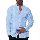 Men s Long Sleeve Linen Shirt Casual Beach Shirts Guayabera Cuban Top