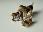 Vintage Celluloid Dog W Two Puppies On Leash Japan