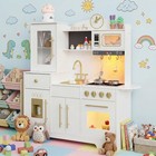Wooden Kids Play Kitchen Playset Pretend Play Set W  Real Lights Sounds