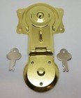 Polished Brass Trunk Lock With Keys Chest Steamer Antique Vintage Rustic Gold  