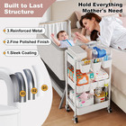 Diaper Cart Organizer With Wheels  3 Tier Rolling Bedside Cart For Baby Essentia