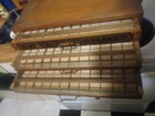 Antique Clark   s O n t   Boilfast 3 Drawer Wooden Spool Cabinet Store Sewing   