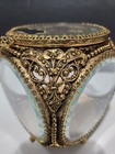 Vintage Ornate Stylebilt Beveled Glass Gold Ormolu Jewelry Casket Trinket Box