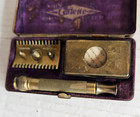 Antique Gillete Gold Tone Stainless Steel Safety Razor With Original Case Usa