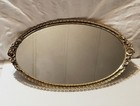 Vintage Oval Brass Gold Tone Rose And Filigree Vanity Mirror