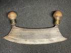 Antique Mezzaluna Knife   Herb Cooking Double Hand Chopper W  Wood Handles