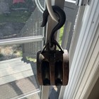 Antique Maritime Wooden Double Sheave Ship Block Tackle Pulley Iron Hook   13   
