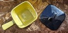 Vintage Yellow   Black Covered Ceramic Trinket Dish Mid Century Modern Style     