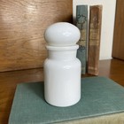 Vintage White Milk Glass Apothecary Storage Jar Bubble Top 5    Mcm Marked Belgium