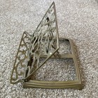 Vintage Heavy Brass Book Holder Stand Folding   Adjustable