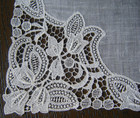 Antique 1930 Wedding Handkerchief Combo Linen Center  schiffli  Bobbin Lace Trim