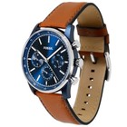 Fossil Sullivan Mens Multifunction Watch  Blue Dial Day Date Brown Leather Band