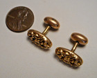 Pair Antique Victorian Art Nouveau Gold-filled Oval Repousse Cuff Buttons Links